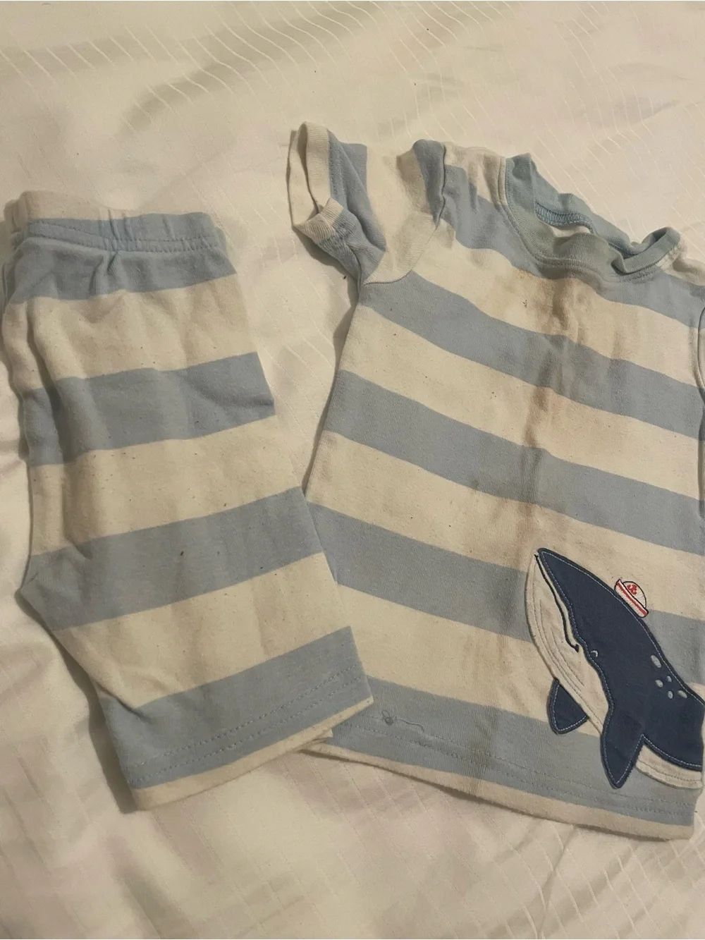 Carter's Light Blue & White Striped Whale Pajama Set